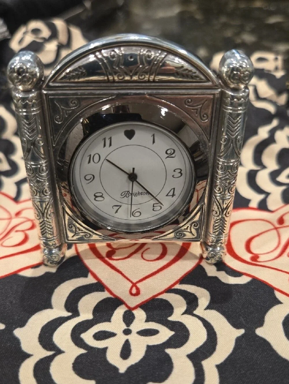 Brighton Silver Ornate Table Clock